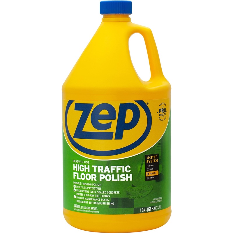 Zep High-Traffic Floor Finish – For Floor – 128 fl oz (4 quart) – Clear, Green – 1 Each