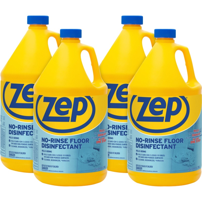 Zep No-Rinse Floor Disinfectant – 128 fl oz (4 quart) – Disinfectant, Deodorize – Blue – 4 / Carton