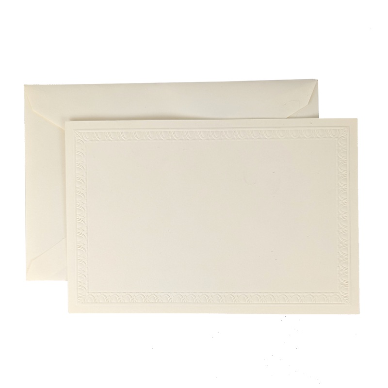 Crane 3 13/16″ x 5 3/16″ Cards & Envelopes 10pk – Embossed Filigree Border Card