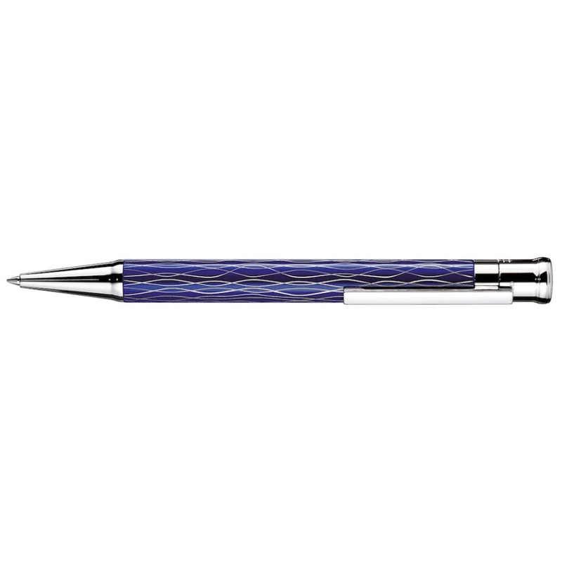 Otto Hutt Design 04 Blue and Platinum Wave – Ballpoint Pen