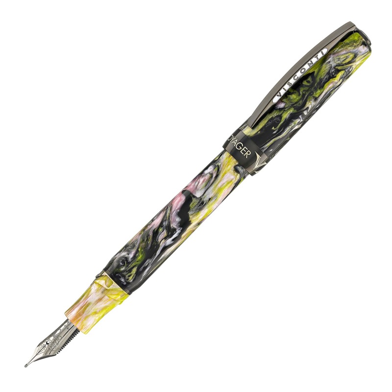 Visconti Voyager Mariposa Fountain Pen in Malachite with Black PVD Trim Medium