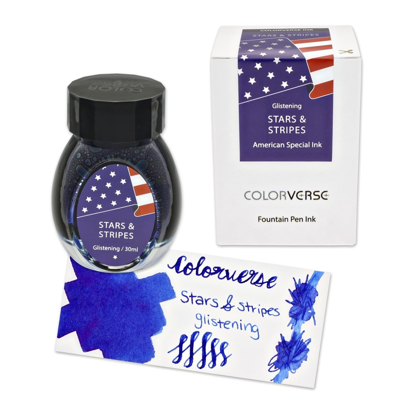 Colorverse Stars and Stripes in Blue with Glistening Shimmer Bottled Ink – 30mL Special Edition