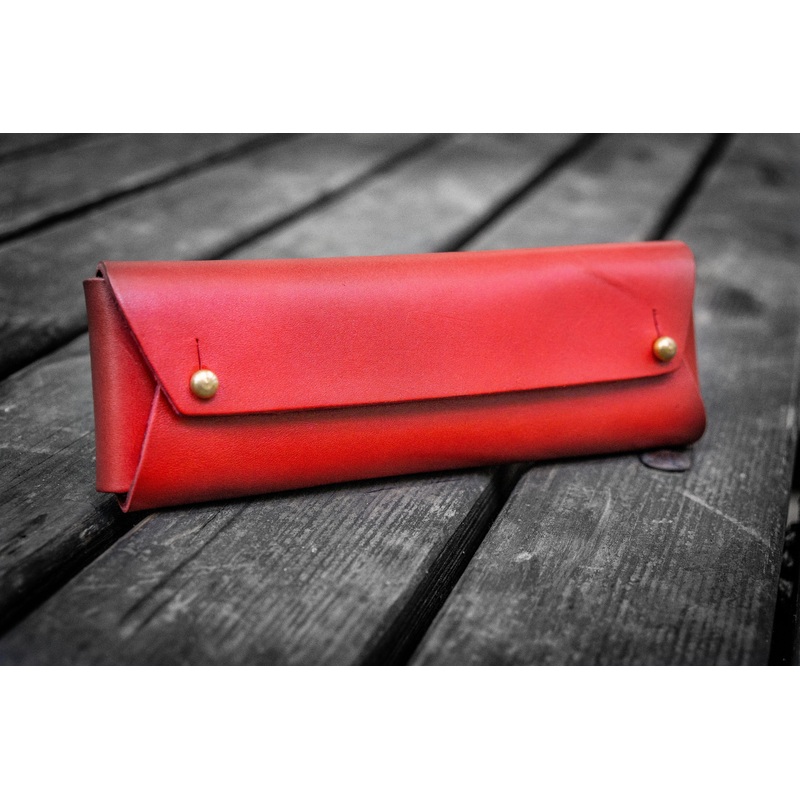 The Student Leather Pencil Case – Red
