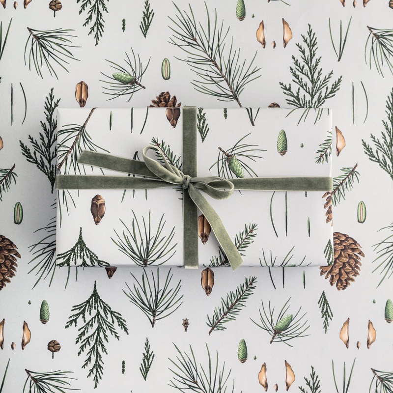 White Pine – Grey – Gift Wrapping Paper (2 Sheets)