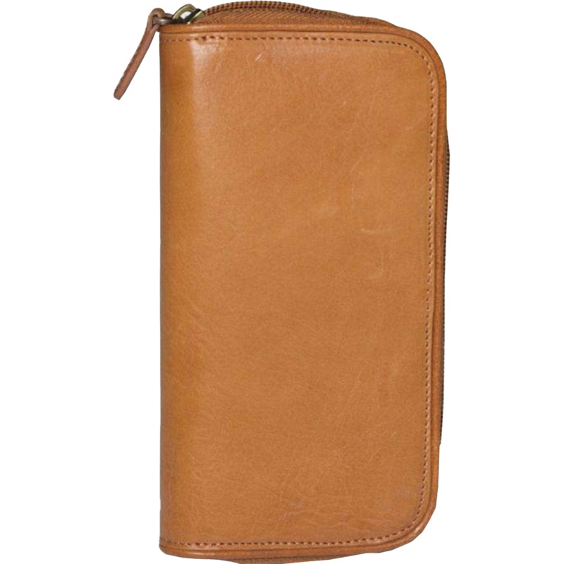 Aston Leather Tan Zipper 2-Pen Case
