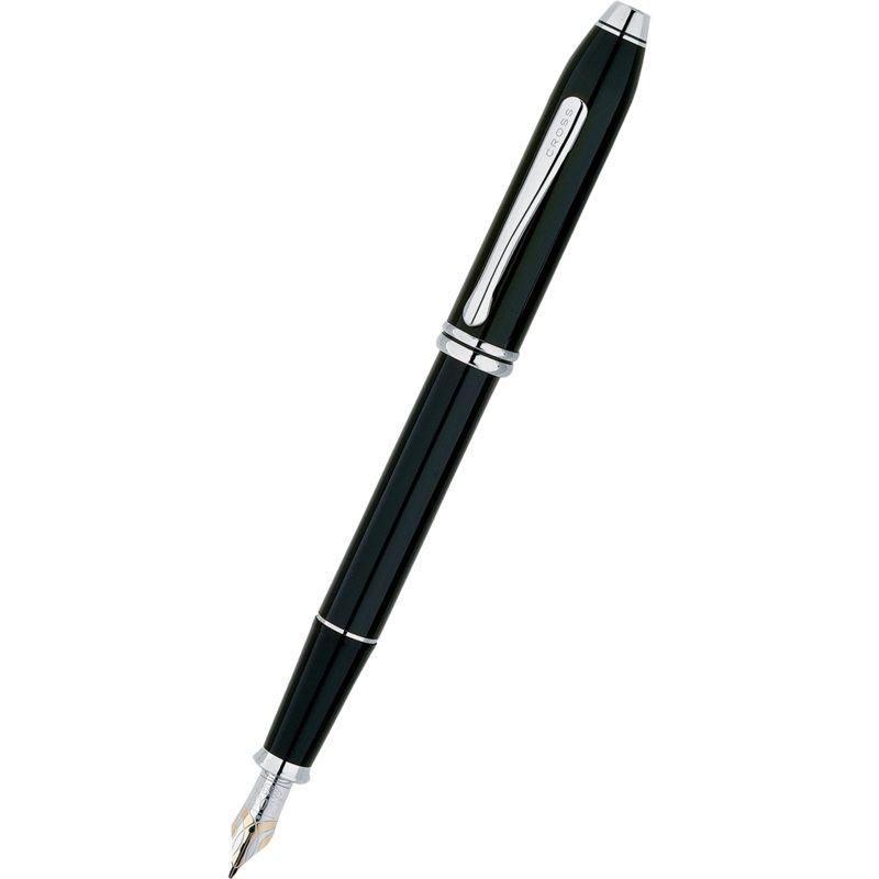 Cross Townsend Fountain Pen – Black Lacquer – Rhodium Trim Medium