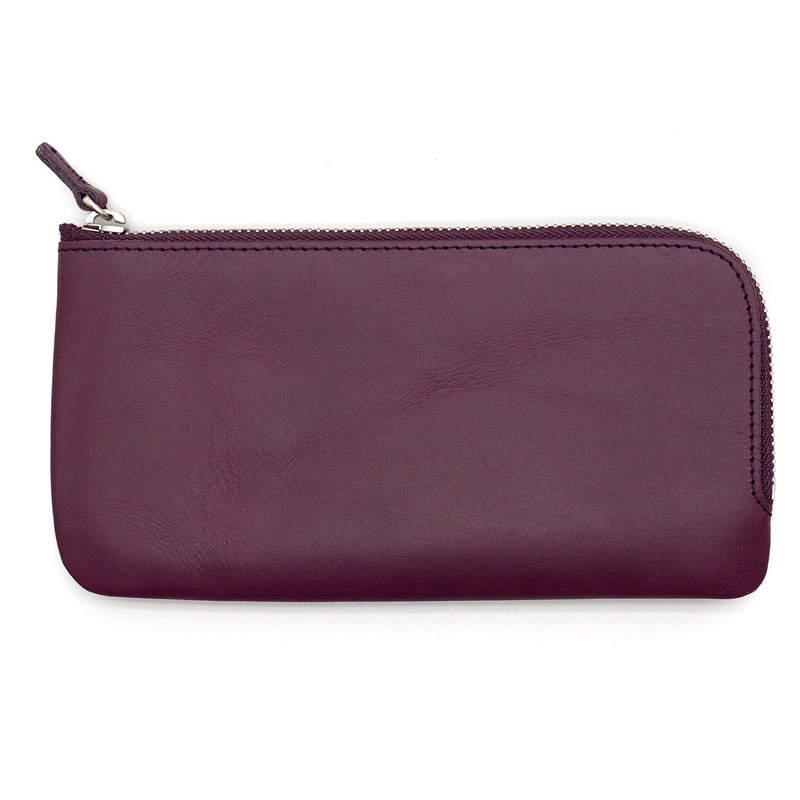 Galen Leather Co. Slip-N-Zip 4 Pen Pouch – Purple