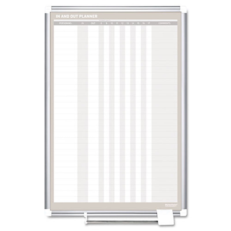 Magnetic 30-Name In/Out Dry-Erase Board, 24″w x 36″h, Aluminum Frame