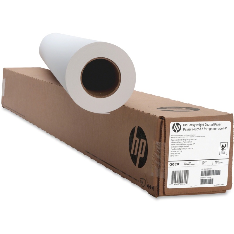 HP Heavyweight Coated Paper – 90 Brightness – 91% Opacity – 42″ x 100 ft – 35 lb Basis Weight – Matte – Heavyweight – Bright White – 1 Roll