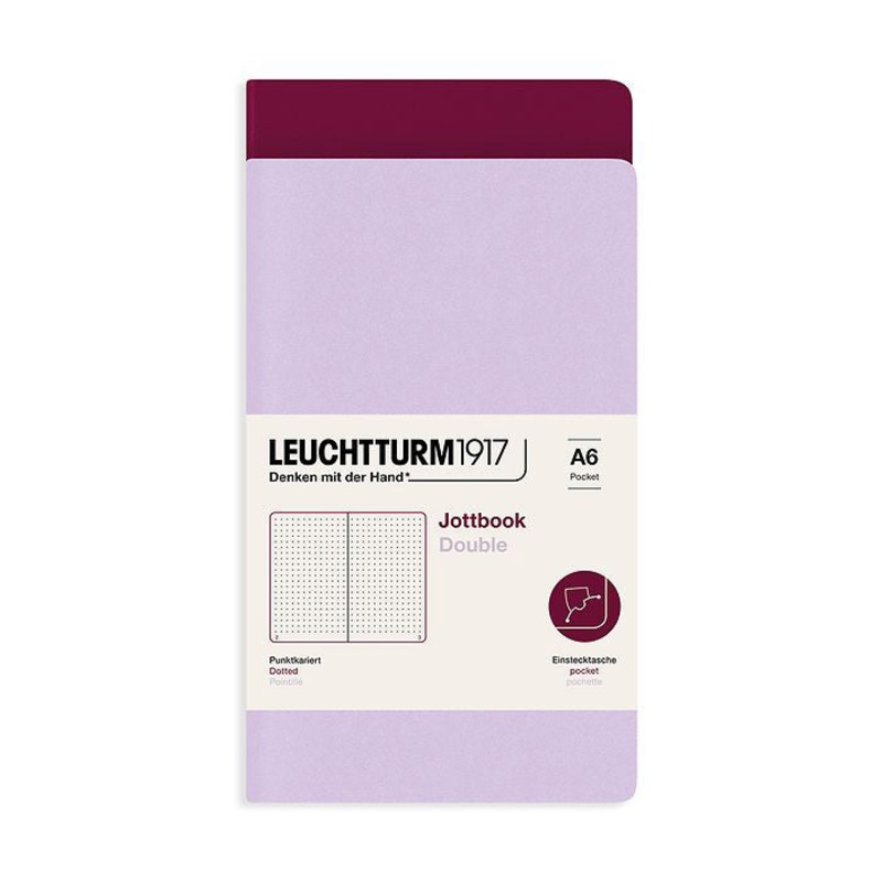 Leuchtturm1917 Jottbook A6 Pocket Flexcover Dotted Notebook Set – Lilac & Port Red