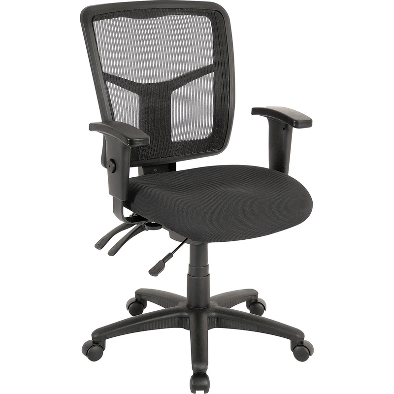 Lorell ErgoMesh Series Managerial Mesh Mid-Back Chair – Black Seat Color – Fabric Seat Material – Black Back Color – Black Frame Color – Mid Back – 5-star Base – 1 Each