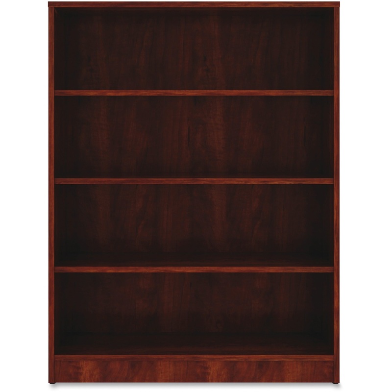 Lorell Laminate Bookcase – 4 Shelf(ves) – 48″ Height x 36″ Width x 12″ Depth – Sturdy, Adjustable Feet – Cherry – Laminate – 1 Each