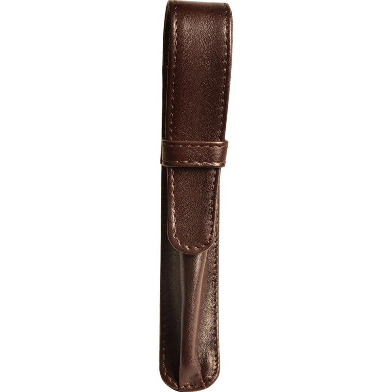 Aston Leather Brown Finger Style Single Pen Case