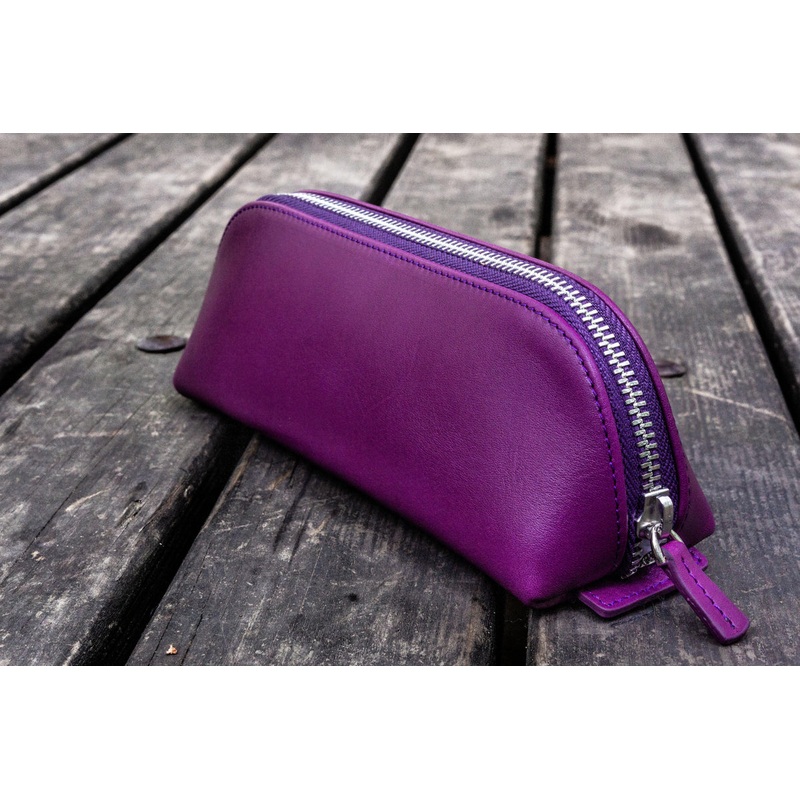 Galen Leather XLarge Pencil Case – Purple (Zippered)