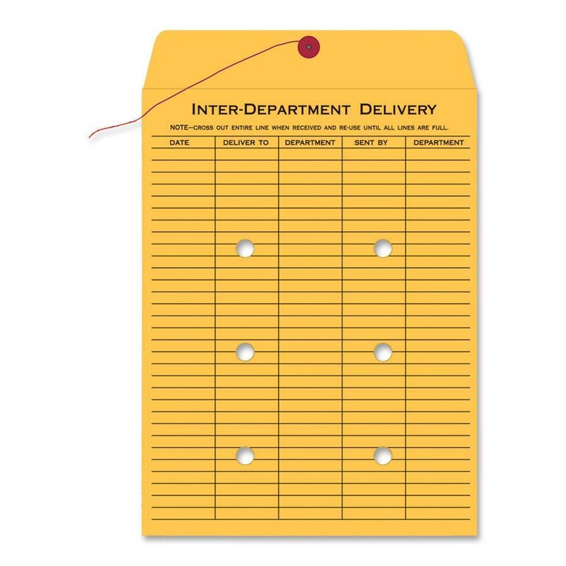 Quality Park 9 x 12 Inter-Departmental Envelopes – Inter-department – 9″ Width x 12″ Length – 28 lb – String/Button – Brown Kraft – Kraft – 100 / Box