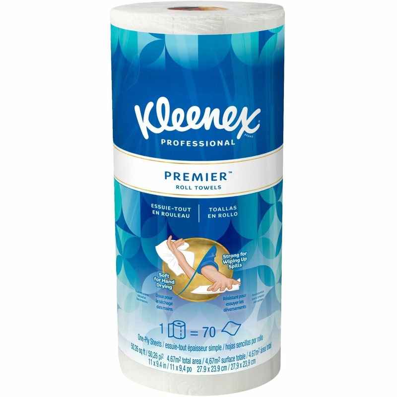 Kleenex Premier Kitchen Paper Towels – 1 Ply – 10.40″ Width x 11″ Length – 70 Sheets/Roll – White – Paper – 1 Roll