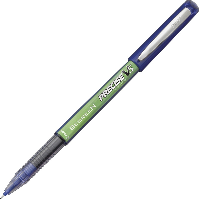 Pilot Precise BeGreen V5 Extra-Fine Rolling Ball Pens – 0.5 mm Extra Fine Needle Pen Point – Refillable – Blue Ink – 1 Dozen