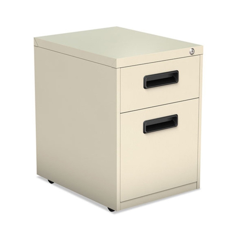 1 Supply & 1 File Drawer Metal Mobile Pedestal w/ Recessed Pulls, 19 1/8″d Black