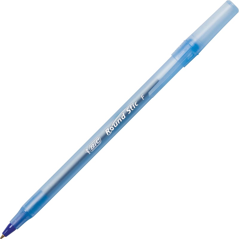 BIC Round Stic Ballpoint Pens – Fine Pen Point – Blue Ink – Blue Barrel – 1 Dozen