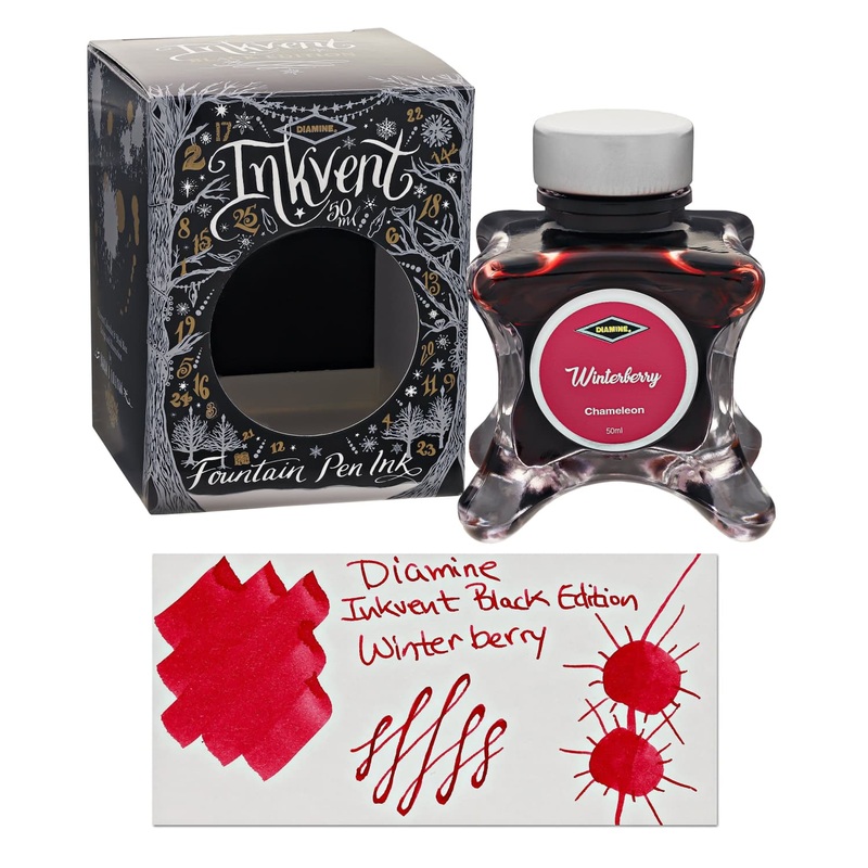 Diamine Inkvent Black Edition Chameleon & Shimmer Bottled Ink in Winter Berry – 50 mL
