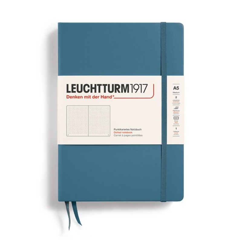Leuchtturm1917 A5 Medium Hardcover Dotted Notebook – Stone Blue