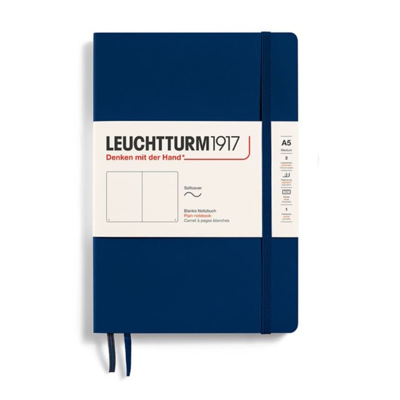 Leuchtturm1917 A5 Medium Softcover Plain Notebook – Navy