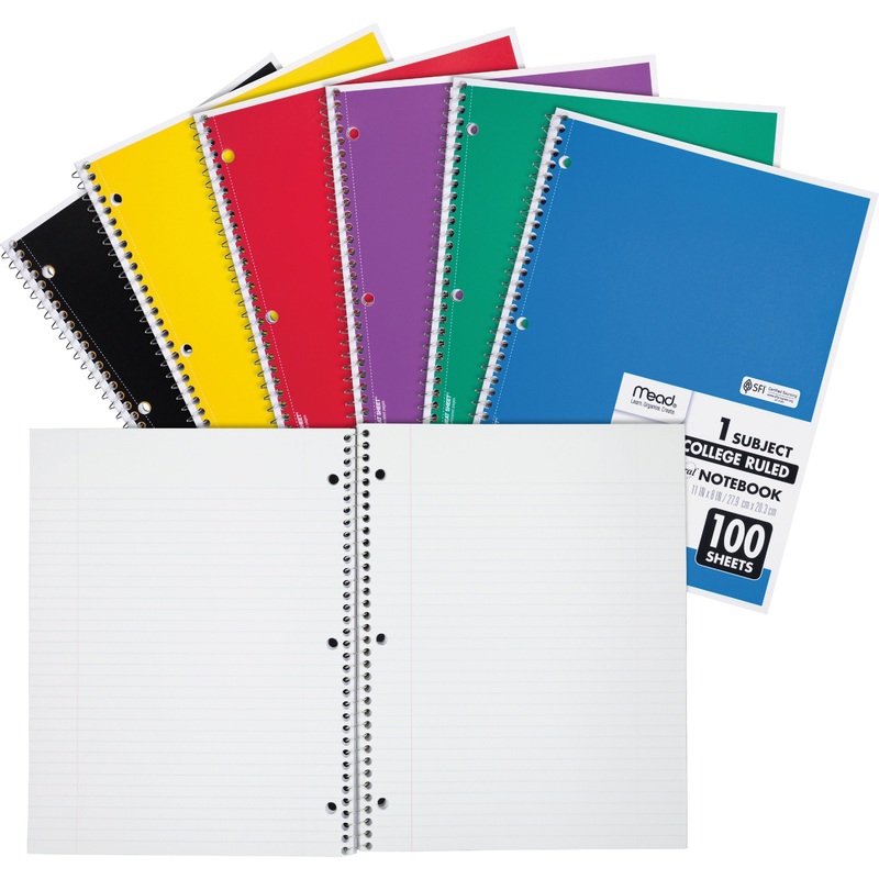 Mead One-subject Spiral Notebook – 100 Sheets – Spiral – College Ruled Front Ruling – 8″ x 10 1/2″ Sheet Size x 8″ Width x 10.5″ Length – White Paper – Back Board – 1 Each