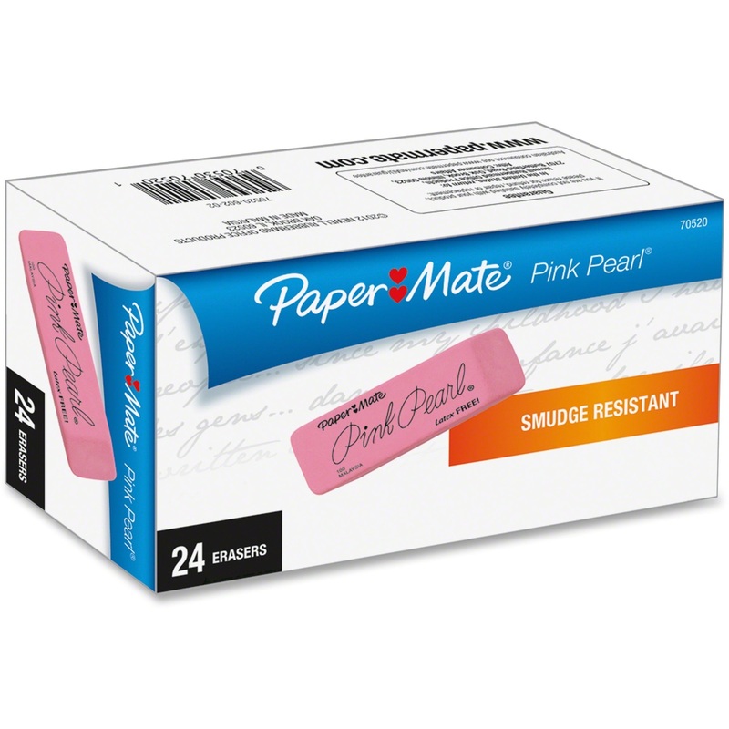 Paper Mate Pink Pearl Eraser – Pink – Rubber – 24 / Box – Self-cleaning, Tear Resistant, Smudge-free