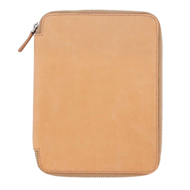 Galen Leather Co. Zippered 10 Slot Pen Case with A5 Notebook Holder – Undyed Leather