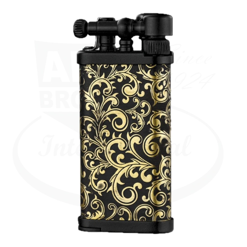 IM Corona 64 Old Boy Arabesque Pipe Lighter Matte Black and Brass