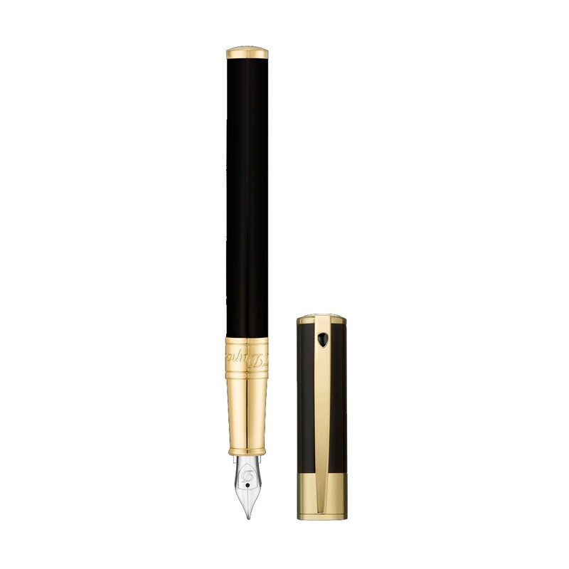 S.T. Dupont D-Initial Fountain Pen – Black & Gold Extra Fine