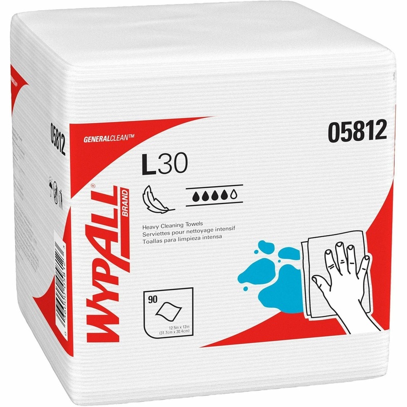 Wypall GeneralClean L30 Heavy Duty Cleaning Towels – 12″ Length x 12.50″ Width – White – 90 / Pack