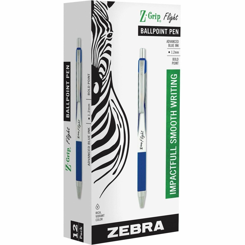 Zebra Z-Grip Flight Retractable Pens – 1.2 mm Bold Pen Point – Retractable – Blue Ink – 1 Each