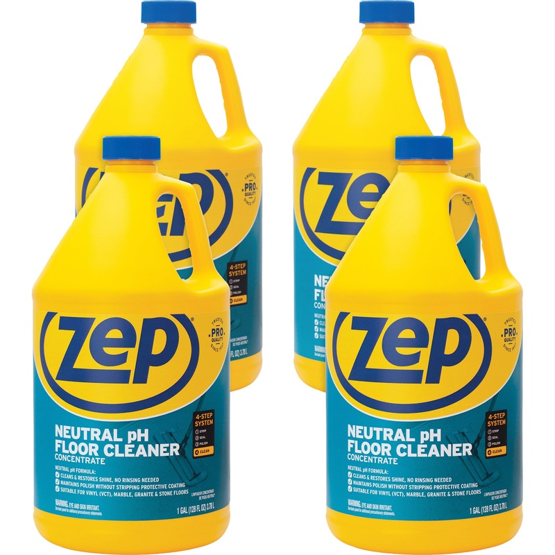 Zep Concentrated Neutral Floor Cleaner – Concentrate – 128 fl oz (4 quart) – Blue – 4 / Carton