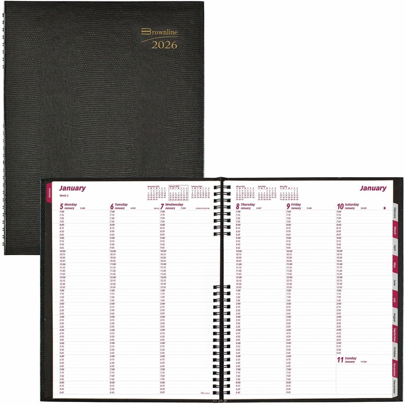 Brownline CoilPro Appointment Book/Planner – Weekly – 12 Month – January 2026 to December 2026 – 7:00 AM to 8:45 PM – Quarter-hourly – Monday – Friday, 7:00 AM to 5:45 PM – Quarter-hourly – Saturday, Sunday – 1 Week Double Page Layout – 8 1/2″ x 11″ Sheet