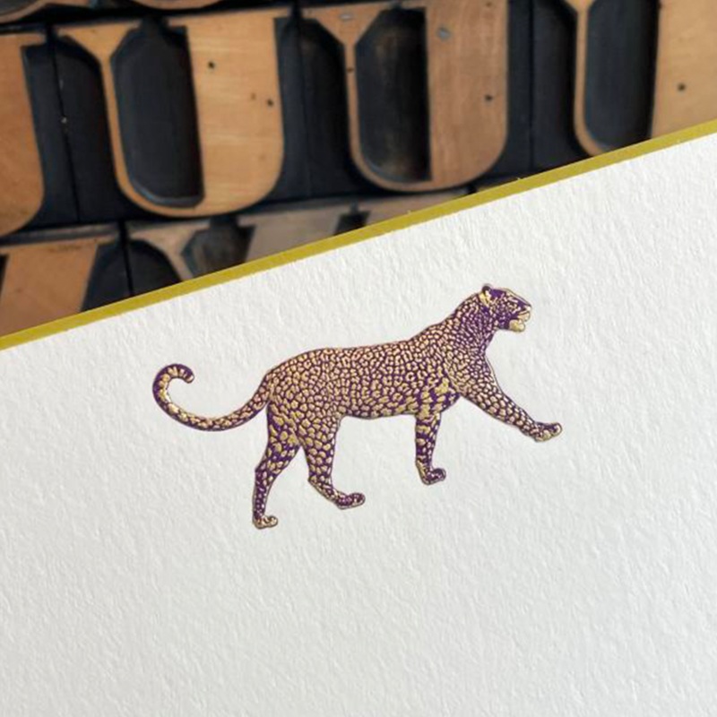 The Printery Engraved Cards –  Aubergine Leopard Note (10ct.)