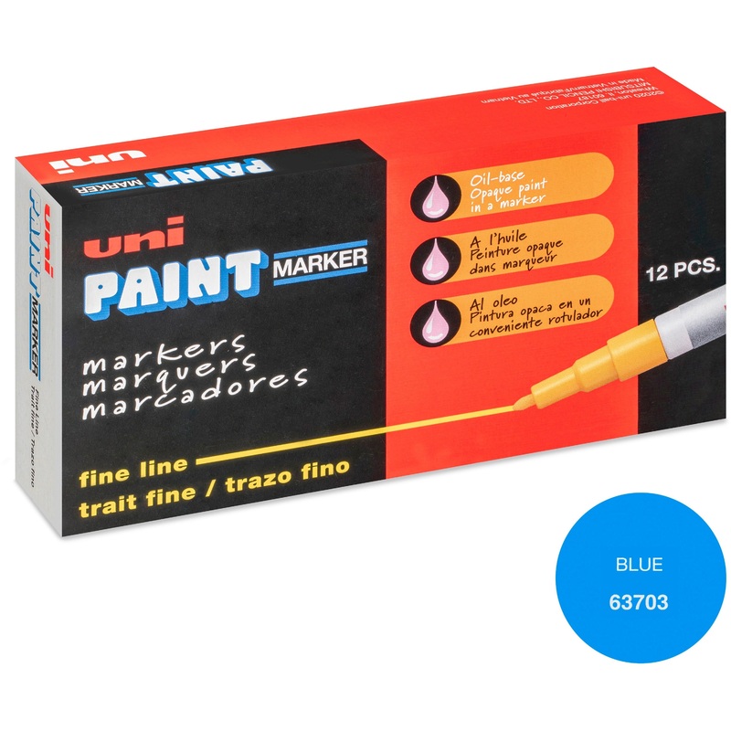 uniball uni-Paint PX-21 Oil-Based Paint Marker – Fine Marker Point – Blue Ink – Oil Based – 1 Each