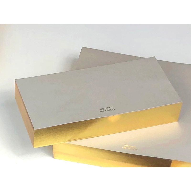W co. Notepad with Gold Edging -Medium Long (4.4 x 8.75″) Taupe