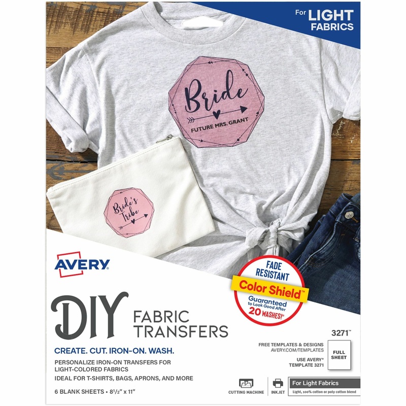 Avery Iron-On T-Shirt Transfer – Letter – 8 1/2″ x 11″ – Matte – Crack Resistant, Die-cut, Washable, Printable – Clear – 6/Pack – 6 / Carton