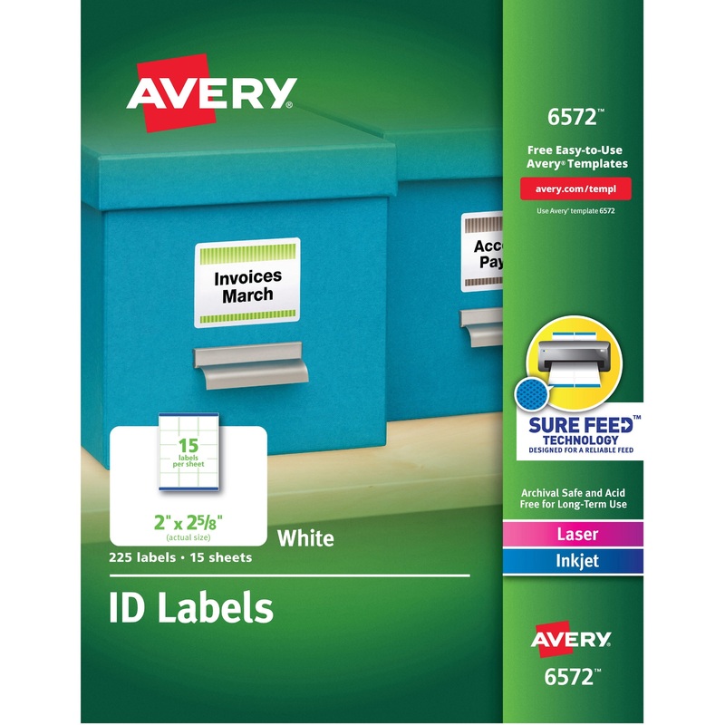 Avery Laser Inkjet Printer Permanent ID Labels – 2″ Width x 2 5/8″ Length – Permanent Adhesive – Rectangle – Inkjet, Laser – White – Paper – 15 / Sheet – 15 Total Sheets – 225 Total Label(s) – 225 / Pack