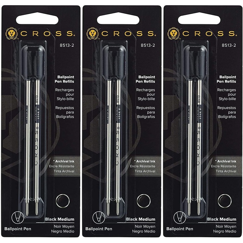 Cross Ballpoint Pen Refill in Black – Medium Point – 3 Packs of 2