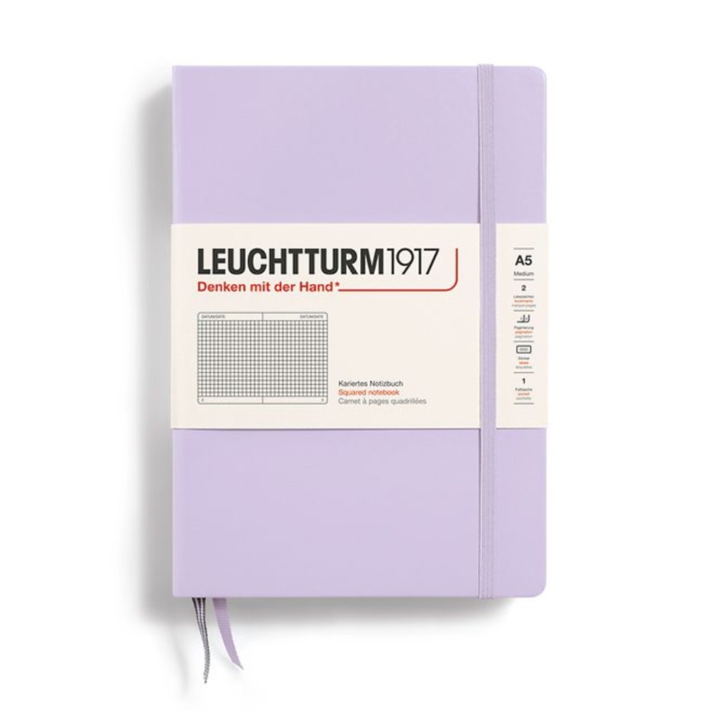Leuchtturm1917 A5 Medium Hardcover Squared Notebook – Lilac