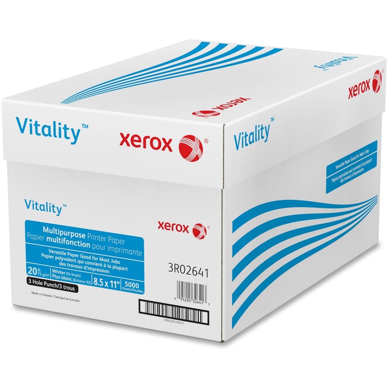 Xerox Vitality 3HP Inkjet Print Copy & Multipurpose Paper – White – 92 Brightness – 90% Opacity – Letter – 8 1/2″ x 11″ – 20 lb Basis Weight – White – 500 Sheets per Ream – 10 / Carton