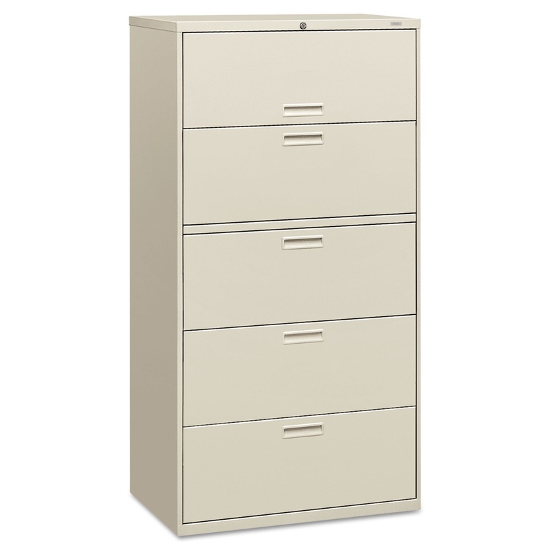 500 SERIES FIVE-DRAWER LATERAL FILE, 36W X 18D X 64.25H, LIGHT GRAY