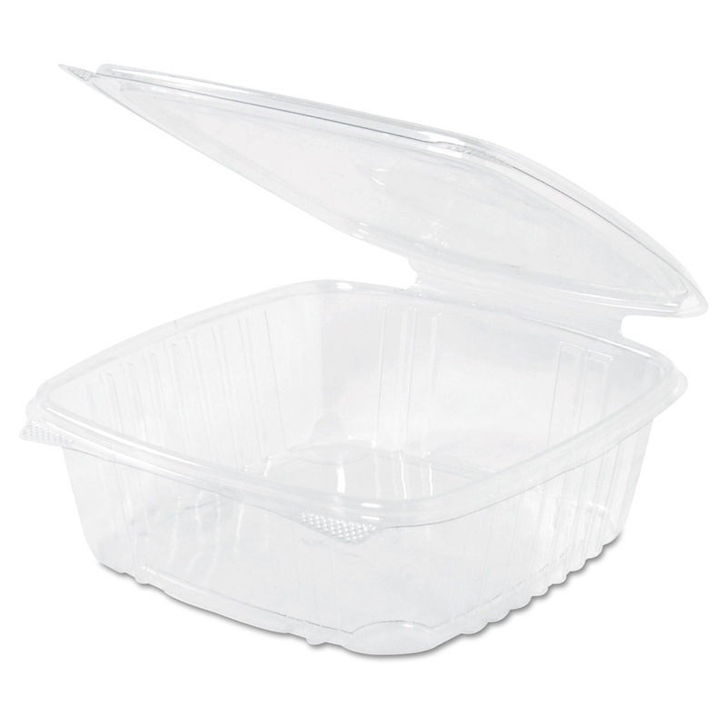 Clear Hinged Deli Container, Plastic, 48 Oz, 8 X 8-1/2 X 2-1/2, 100/bg, 2 Bg/ct