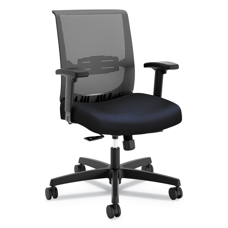 CONVERGENCE MID-BACK TASK CHAIR WITH SYNCHO-TILT CONTROL/SEAT SLIDE, SUPPORTS UP TO 275 LBS, NAVY SEAT, BLACK BACK/BASE