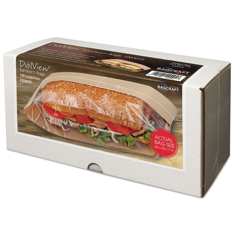 DUBL VIEW SANDWICH BAGS, 2.55 MIL, 11.75″ X 2.75″, NATURAL BROWN, 100/CARTON