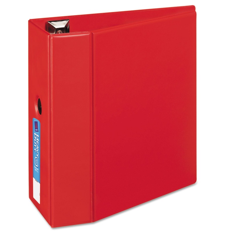 HEAVY-DUTY NON-VIEW BINDER WITH DURAHINGE AND LOCKING ONE TOUCH EZD RINGS, 3 RINGS, 5″ CAPACITY, 11 X 8.5, RED