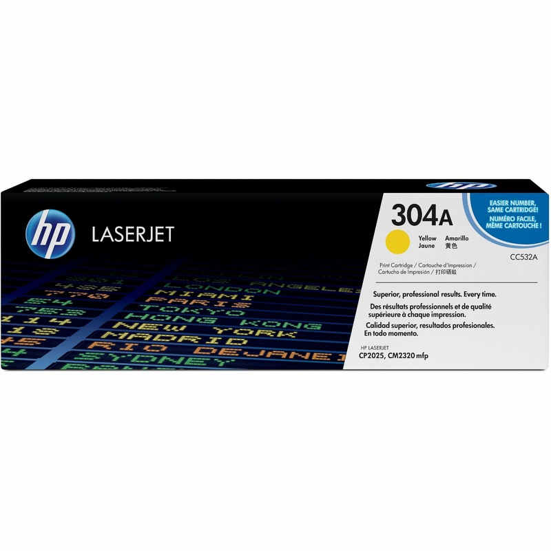 HP 304A (CC532A) Original Standard Yield Laser Toner Cartridge – Single Pack – Yellow – 1 Each – 2800 Pages