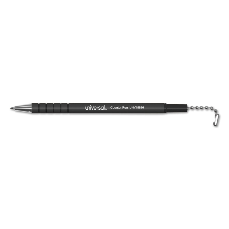 STICK BALLPOINT COUNTER PEN, MEDIUM 1MM, BLACK INK, BLACK BARREL